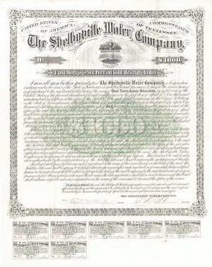 Shelbyville Water Co. (Uncanceled) - $1,000 Bond